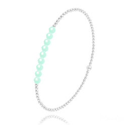 [Mint Alabaster] Bracelet en Perle d'Argent et Cristal 4mm