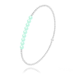 Bracelet en Cristal et Argent [Mint Alabaster] Bracelet en Perle d'Argent et Cristal 4mm