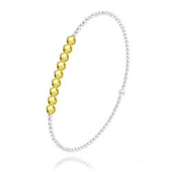 [Light Topaz] Bracelet en Perle d'Argent et Cristal 4mm