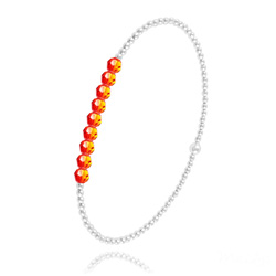 [Fire Opal] Bracelet en Perle d'Argent et Cristal 4mm
