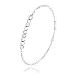 [Argent] Bracelet en Perle d'Argent et Cristal 4mm