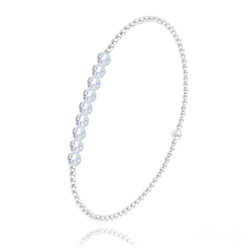 Bracelet en Cristal et Argent [Aurore Borale] Bracelet en Perle d'Argent et Cristal 4mm