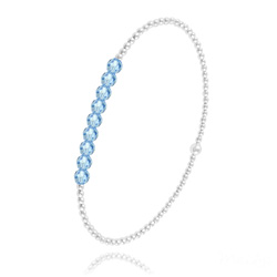 [Bleu] Bracelet en Perle d'Argent et Cristal 4mm