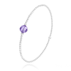 Bracelet en Cristal et Argent Bracelet Élastique en Argent et Perle de Cristal Violet Tanzanite