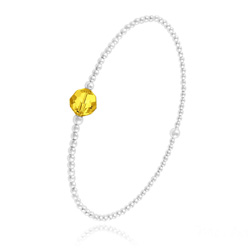Bracelet en Cristal et Argent Bracelet Élastique en Argent et Perle de Cristal Jaune Sun Flower