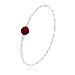 Bracelet en Cristal et Argent Bracelet Élastique en Argent et Perle de Cristal Rouge Siam