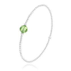Bracelet en Cristal et Argent Bracelet Élastique en Argent et Perle de Cristal Vert Péridot