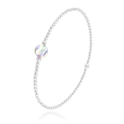 Bracelet lastique en Argent et Perle de Cristal Aurore Borale