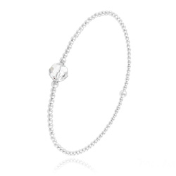 Bracelet lastique en Argent et Perle de Cristal Blanc