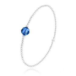 Bracelet en Cristal et Argent Bracelet Élastique en Argent et Perle de Cristal Capri Blue