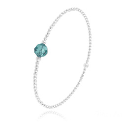 Bracelet en Cristal et Argent Bracelet Élastique en Argent et Perle de Cristal Bleu Zircon