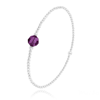 Bracelet en Cristal et Argent Bracelet Élastique en Argent et Perle de Cristal Améthyste