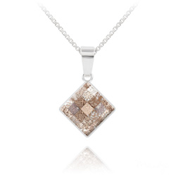 Collier en Cristal et Argent Collier Chessboard 10MM en Argent et Cristal Rose Patina