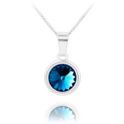 Collier en Cristal et Argent Collier Rivoli en Argent et Cristal Bleu Bermude