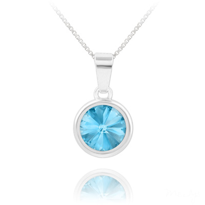 Collier en Cristal et Argent Collier Rivoli en Argent et Cristal Bleu