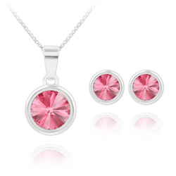 Parure en Cristal et Argent Parure Rivoli en Argent et Cristal Rose