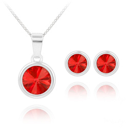 Parure en Cristal et Argent Parure Rivoli en Argent et Cristal Rouge Light Siam