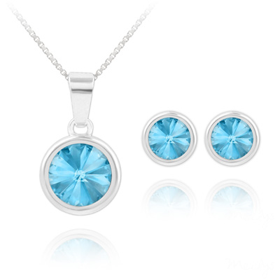 Parure en Cristal et Argent Parure Rivoli en Argent et Cristal Bleu
