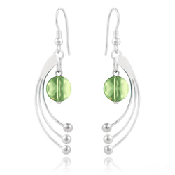 Boucles d'Oreilles Sphera en Argent et Cristal Vert P�ridot