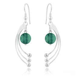 Boucles d'Oreilles Sphera en Argent et Cristal Vert �meraude