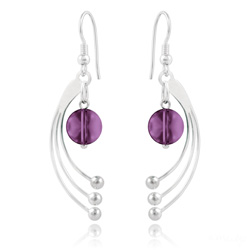 Boucles d'Oreilles Sphera en Argent et Cristal Violet Am�thyste