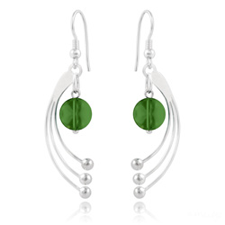 Boucles d'Oreilles Sphera en Argent et Cristal Fern Green