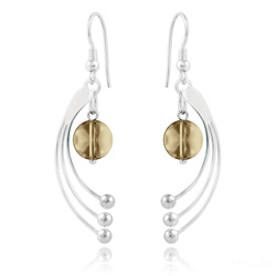 Boucles d'Oreilles Sphera en Argent et Cristal Champagne