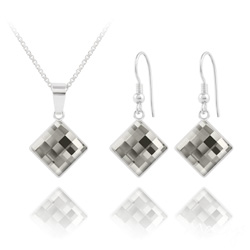 Parure en Cristal et Argent Parure Chessboard 10MM en Argent et Cristal Black Diamond