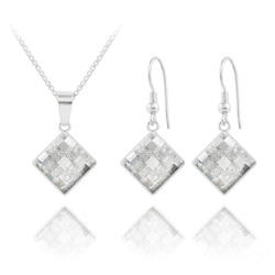 Parure en Cristal et Argent Parure Chessboard 10MM en Argent et Cristal Silver Patina