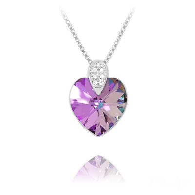 Collier en Cristal et Argent Collier Coeur 14mm en Argent rhodi� et Cristal Vitrail Light