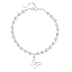 Bracelet en Cristal et Argent Bracelet Papillon en Argent et Perle de Cristal Nacrée Pastel Grey