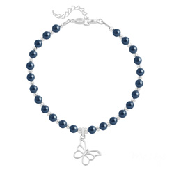 Bracelet en Cristal et Argent Bracelet Papillon en Argent et Perle de Cristal Nacrée Tahitian Look