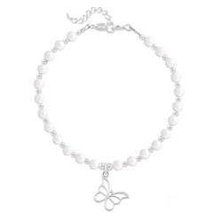 Bracelet en Cristal et Argent Bracelet Papillon en Argent et Perle de Cristal Nacrée Ivory