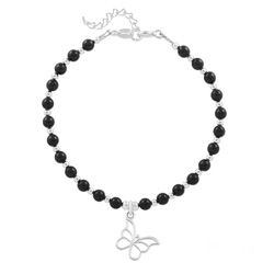 Bracelet en Cristal et Argent Bracelet Papillon en Argent et Perle de Cristal Nacrée Mystic Black