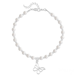 Bracelet en Cristal et Argent Bracelet Papillon en Argent et Perle de Cristal Nacrée White