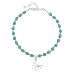 Bracelet Papillon en Argent et Perle de Cristal Nacr�e Jade