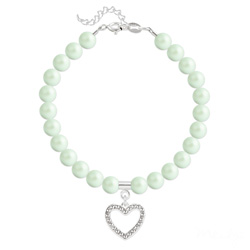 Bracelet en Cristal et Argent Bracelet Coeur en Argent et Perle de Cristal Nacrée Pastel Green