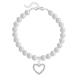 Bracelet Coeur en Argent et Perle de Cristal Nacre Pastel Grey