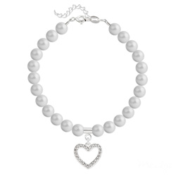Bracelet en Cristal et Argent Bracelet Coeur en Argent et Perle de Cristal Nacrée Pastel Grey