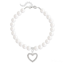 Bracelet en Cristal et Argent Bracelet Coeur en Argent et Perle de Cristal Nacrée Ivory