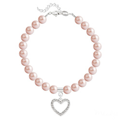 Bracelet en Cristal et Argent Bracelet Coeur en Argent et Perle de Cristal Nacrée Rose Peach