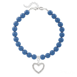 Bracelet en Cristal et Argent Bracelet Coeur en Argent et Perle de Cristal Nacrée Lapis