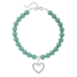 Bracelet en Cristal et Argent Bracelet Coeur en Argent et Perle de Cristal Nacrée Jade