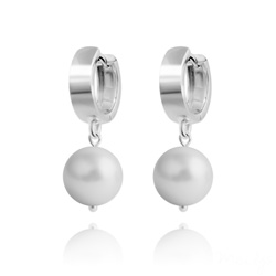 Boucles d'Oreilles en Argent Perle 10mm de Cristal Nacr� Pastel Grey