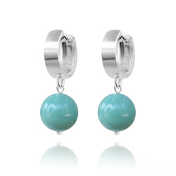 Boucles d'Oreilles en Argent Perle 10mm de Cristal Nacr� Jade