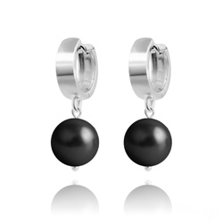 Boucles d'Oreilles en Argent Perle 10mm de Cristal Nacr� Mystic Black