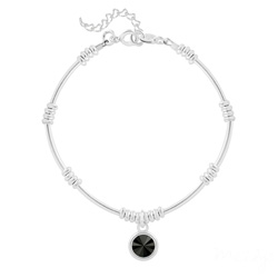 Bracelet en Cristal et Argent Bracelet Ethnique en Argent et Cristal Rivoli Noir