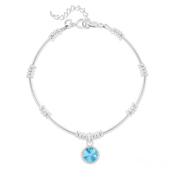 Bracelet Ethnique en Argent et Cristal Rivoli Bleu