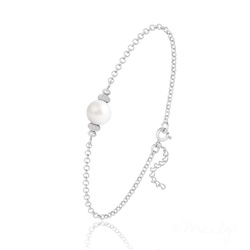 Bracelet en Cristal et Argent Bracelet en Argent et Perle de Cristal Nacré - Ivory