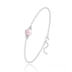 Bracelet en Cristal et Argent Bracelet en Argent et Perle de Cristal Nacré - Pastel Rose